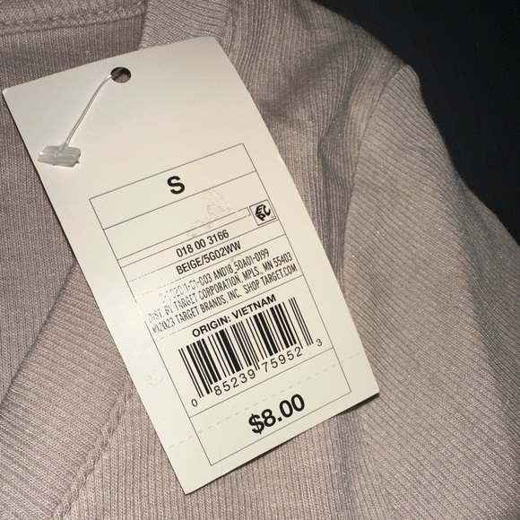 Lot of 2 Women's Tan Ribbed Tops - long & short-sleeves, NWT Size Small Target - Picture 10 of 11